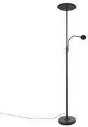 Lampa de podea moderna neagra cu LED reglabil cu brat de citit - Strela