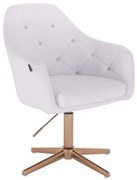 HC830CROSS Scaun Alb de Piele cu Bază Aurie