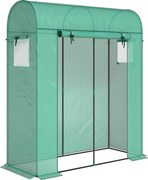 Outsunny Sera de Balcon cu Ușă și Ferestre Rulante, Sera pentru Grădină cu Structură din Oțel și Acoperiș PE, pentru Plante, Legume, Flori, Fructe, Anti UV, 170x68x200 cm, Verde | Aosom Romania