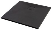 Cagliari || Black 80x80x2,6 cm Cădiță de duș pătrată, SMC, cu sifon inclus