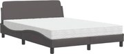 vidaXL Pat cu saltea, Dover, gri, 140x190 cm, piele ecologică