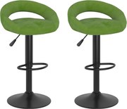 vidaXL Scaune de bar, 2 buc., verde deschis, catifea