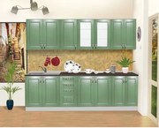 Bucatarie Zebra 260 cm din MDF Verde cu blat termoizolant negru