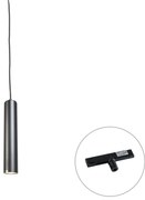 Lampă suspendată de design neagră cu adaptor de șină inclus monofazat - Slimline Tuba Small