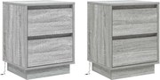vidaXL Dulap de noapte 2 pcs Gri 39 x 34,5 x 50 cm Lemn compozit