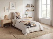 Lenjerie de pat din bumbac Renforce TEDDY HENRY bej pentru copii. Dimensiune lenjerie de pat: 80 x 80 cm | 135 x 200 cm
