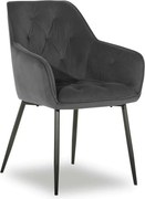Scaun BEL NEW, gri inchis/negru, stofa catifelata/metal, 58x63x86 cm