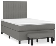 vidaXL Pat box spring cu saltea, gri închis, 120x190 cm, textil