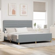 vidaXL Cadru de pat cu headboard Gri deschis 200 x 200 cm țesătură