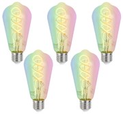 Set 5 becuri Becuri LED inteligente E27 reglabile ST64 RGBW transparente 4W 250lm 2700K