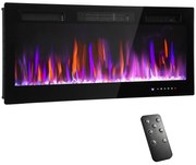 HOMCOM Șemineu Electric de Încorporat cu Flacără Independentă, 3 Moduri de Încălzire și Telecomandă, 106.7x9.4x47 cm, Negru | Aosom Romania