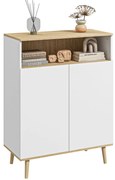 HOMCOM Mobilier de depozitare bufet pe picior scandinav dulap 2 uși cu raft interior alb și aspect lemn | Aosom Romania