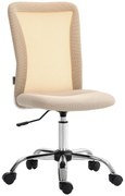 Vinsetto Scaun de birou ergonomic înălțime reglabilă picior cromat rotativ 360° îmbrăcăminte material textil bej | Aosom Romania