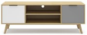 Comodă TV natural/gri/alb din lemn de pin 140x53 cm Elfa – Marckeric
