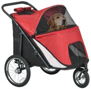 PawHut Cărucior pentru câini, pliabil, rabatabil, pernă de dormit, cadru de oțel, Roșu/Negru | Aosom Romania