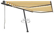 vidaXL Copertină automată cu senzor vânt&amp;LED, galben/alb, 400x350 cm