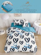 Set Lenjerie De Pat 1 Persoana, 4 piese, cu ELASTIC - Happy Smiley Face