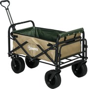 Outsunny Cărucior de Exterior Pliabil, Rezistent pentru Camping, cu Ușă în Spate Deschidere și Maner Telescopic | Aosom Romania