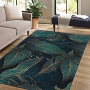 Covor tip traversă culoare petrol lavabil 80x200 cm Midnight Jungle – Mila Home