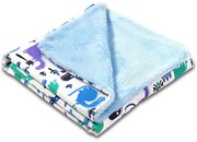 Paturica dubla pufoasa cu doua fete 100x78 cm Kidizi Fluffy Blue Dino