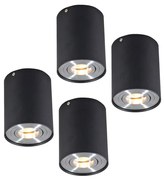 Set de 4 spoturi de plafon Rondoo Up negru