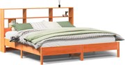 vidaXL Pat cu bibliotecă fără saltea maro 180x200 cm lemn masiv de pin