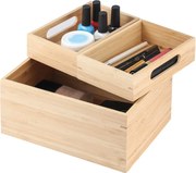 Organizator de baie în culoare naturală pentru cosmetice, din bambus Isalys – MSV