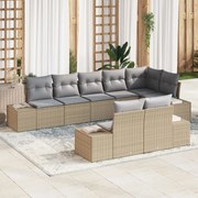 vidaXL Set de canapele pentru grădină 8 pcs bej și gri Rattan poli