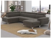 Canapea colțar extensibilă cu spațiu de depozitare CATANIA U stânga maro