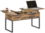 HOMCOM Masă de Cafea Extensibilă cu Encimera Desfășurabilă Închidere Moale Spațiu Ascuns de Depozitare 100x45x67 cm Marrón Rústico | Aosom Romania