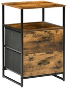 HOMCOM Noptieră cu 2 Sertare Material Textil Mobilier de Suport Mic cu Stil Industrial Comodă 2 sertare - 45 x 40 x 70,5 cm - Lemn și metal | Aosom Romania