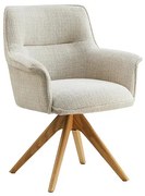 Set de 2 scaune pivotante picioare din lemn LE GRAND bej chenille