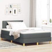 vidaXL Pat boxspring cu saltea Gri închis 120 x 200 cm țesătură