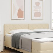vidaXL Tăblie cap cu lumini cu bandă LED Crem 180 cm țesătură