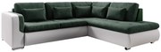 Coltar FURUD extensibil alb/verde dreapta, 245x205x65/75 cm