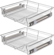 vidaXL Coșuri retractabile din sârmă, 2 buc., argintiu, 600 mm