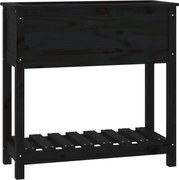 vidaXL Jardinieră cu raft, negru, 82,5x34,5x81 cm, lemn masiv de pin