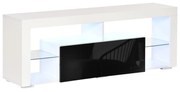 HOMCOM Suport TV cu Iluminare LED Multicoloră și Telecomandă, pentru Televizoare până la 55", Dulapior cu Sertare Lemn Alb Lucios | Aosom Romania