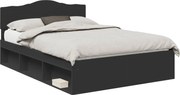 vidaXL Cadru de pat cu headboard Negru 160 x 200 cm Lemn de pin masiv