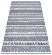 Covor ECO SISAL BOHO MOROC Linii 22328 franjuri - două niveluri de lână cremă / albastru inchis, covor reciclat