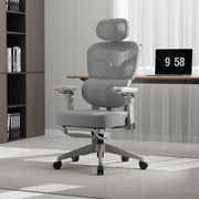 Scaun ergonomic, Sezut Translatie, cotiere 6D, tetiera 6D, suport lombar reglabil, spătar reglabil inaltime, pivotant, suport picioare, sezut buretat,Gri