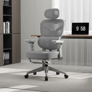 Scaun ergonomic, Sezut Translatie, cotiere 9D, tetiera 6D, suport lombar reglabil, spătar reglabil inaltime, pivotant, suport picioare, sezut buretat,Gri