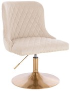 HR940N Scaun Crem din Catifea cu Bază Aurie