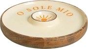 Platou servire din lemn de mango , cu compartiment sos , " O sole mio "