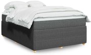 vidaXL Pat box spring cu saltea, gri închis, 140x200 cm, textil
