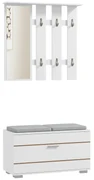 HOMCOM Set de Depozitare pentru Hol 4-în-1, Cuiere, Oglindă, Bancă pentru Încălțăminte cu Scaun, 85x35x49 cm, Alb | Aosom Romania