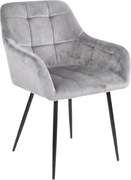 Fotoliu de sufragerie LOREN VELVET gri cu picioare negre
