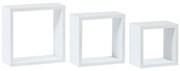 Set de rafturi de perete P-012, alb mat, 3 buc.