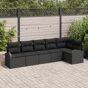 vidaXL Set de canapele pentru grădină cu pernă 6 pcs Negru Rattan poli