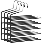umerase pentru pantaloni, suport pentru haine cu 5 bare set de 4 negru
